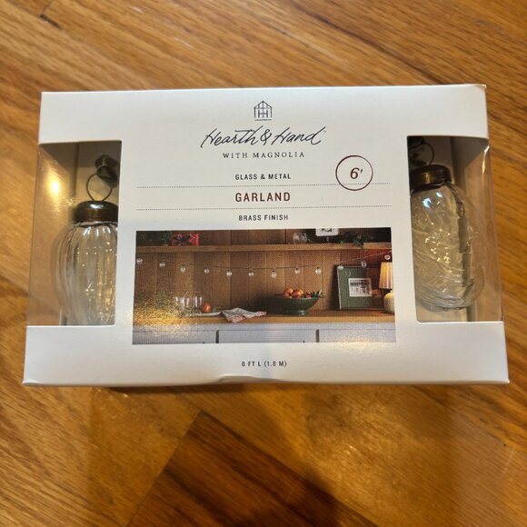 Hearth & Hand Magnolia Glass & Metal Garland Brass Finish – 6 ft Holiday Décor - Picture 3 of 3